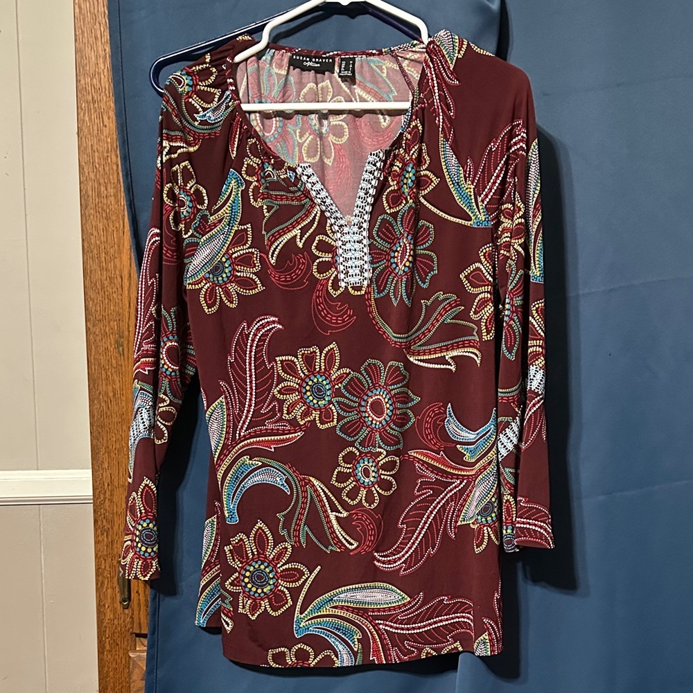 Susan Graver Multicolor Floral Blouse